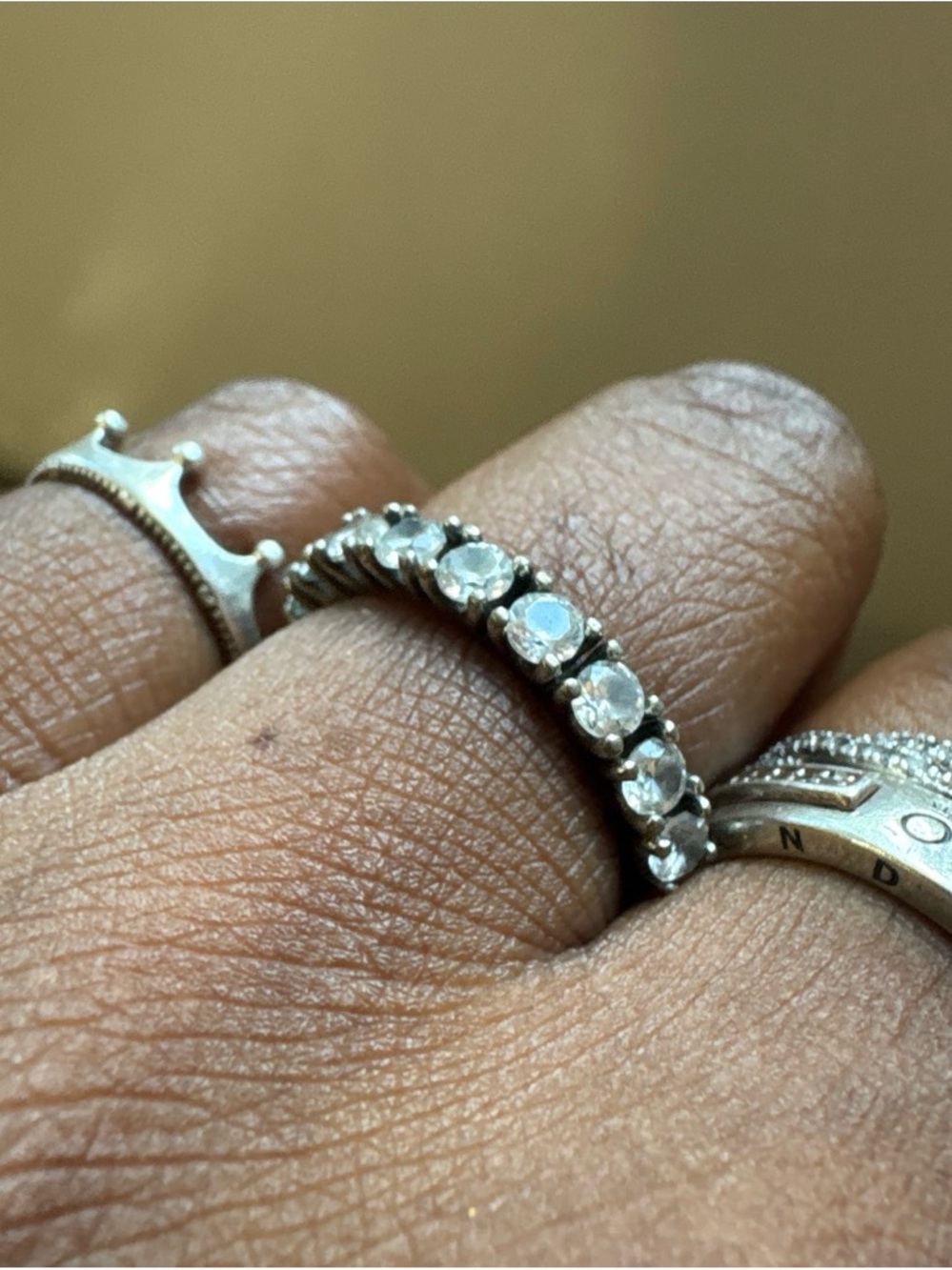 Sterling Silver Clear Stone Eternity Ring - White